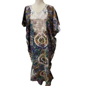 Vintage Dashiki 60's 70's Retro Tie dye Batik One size unisex think Woodstock